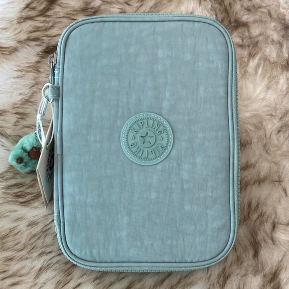 NWT Kipling 100 Pens Printed Case Bag Pouch Green Tonal - Picture 9 of 11